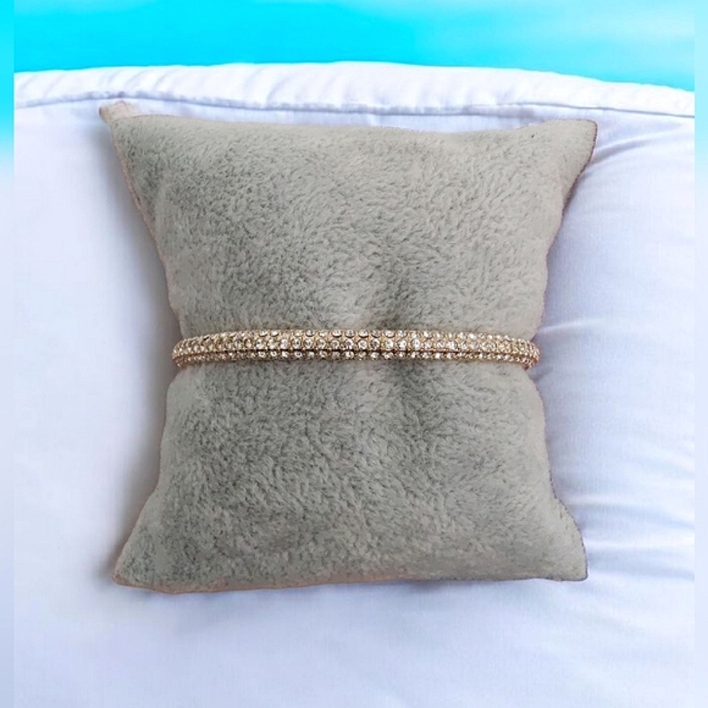 Gold Tone Pavé Crystal Adjustable Bolo Bracelet